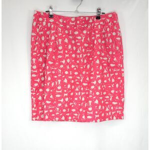 Pink & Gray Swirl Short Cotton Boden Pencil Skirt‎ Size 12R Lined w Pockets